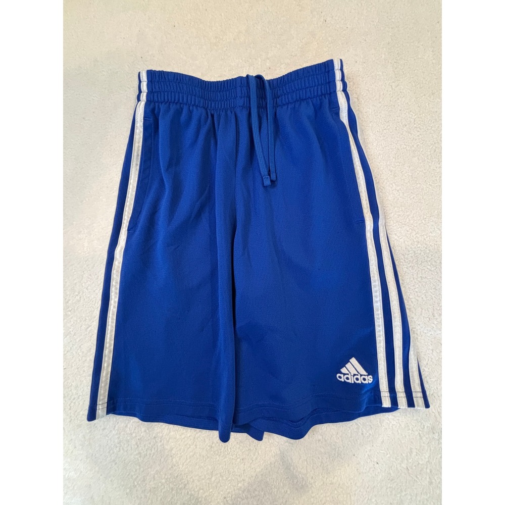 Adidas Boys Royal Blue 3-Stripe Mesh‎ Athletic Shorts Size Medium 10/12